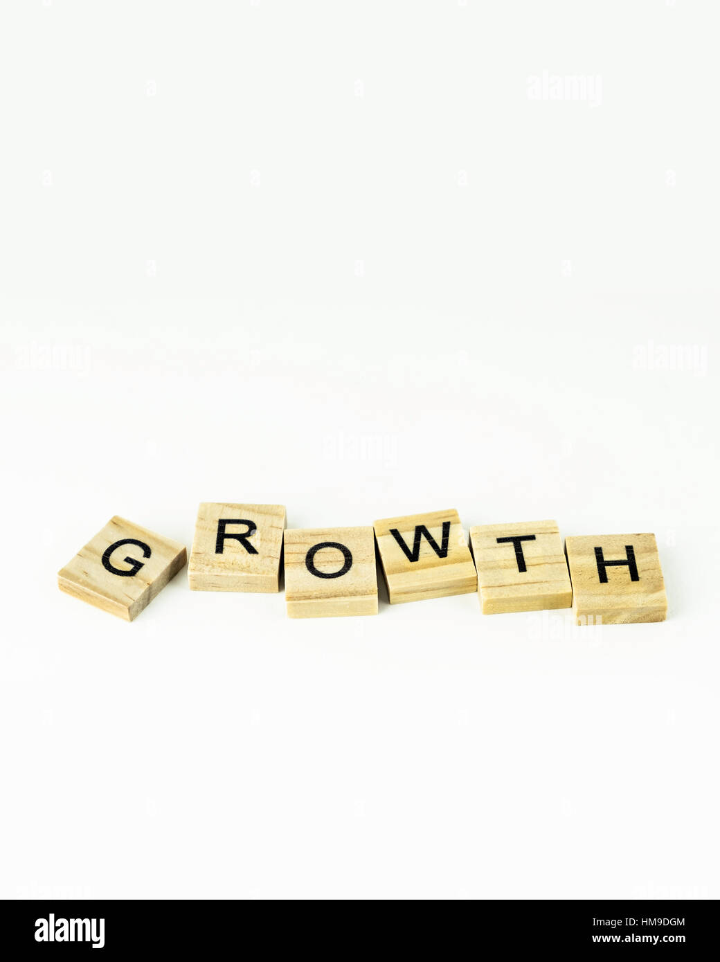 Blöcke mit dem Begriff Wort Wachstum ausgeschrieben. Ausschnitt. Stockfoto