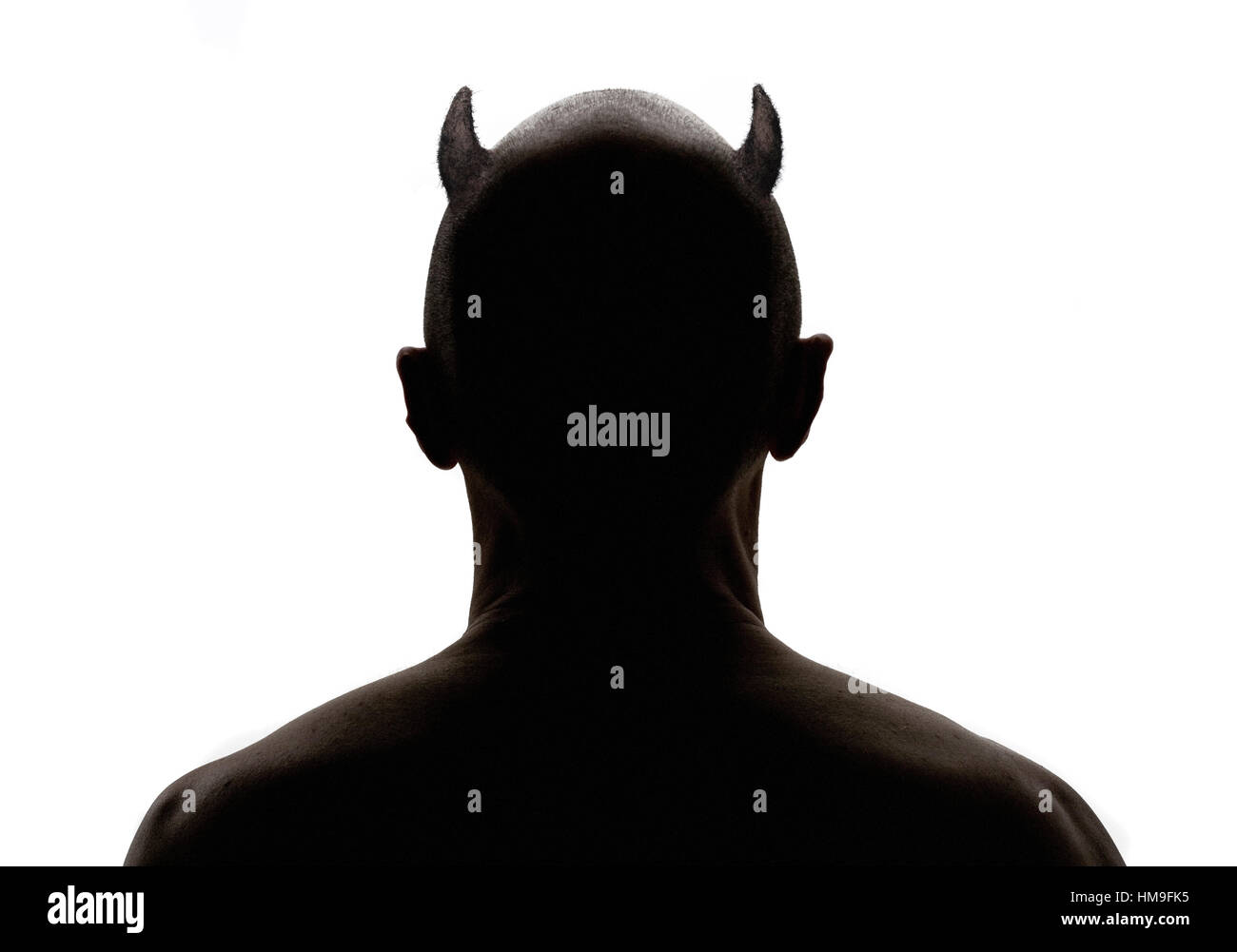Hintere Ansicht Silhouette Portrait der Teufel mit Hörnern Stockfoto
