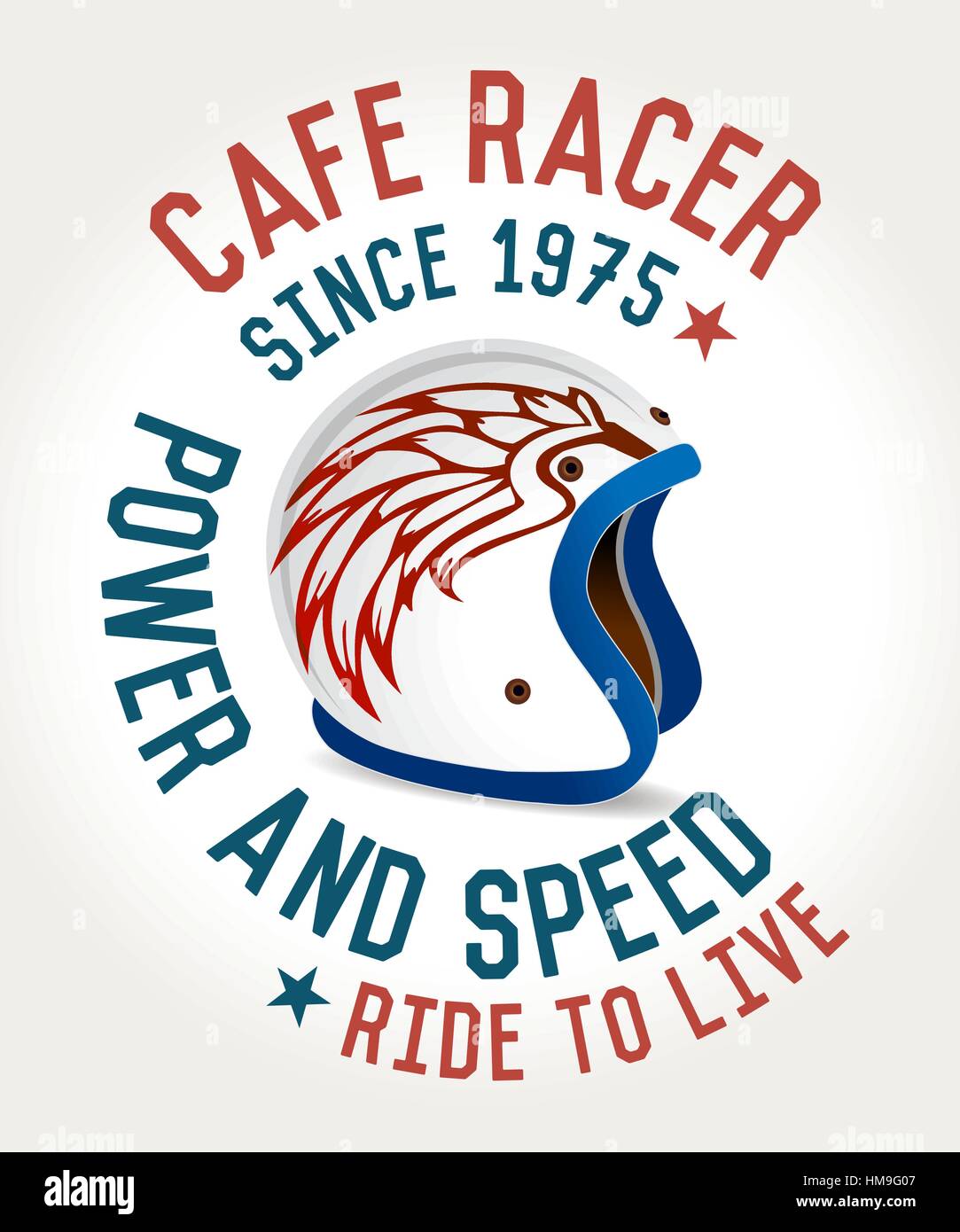 Cafe Racer Helm Poster, Fahrt und Spaß Stock Vektor