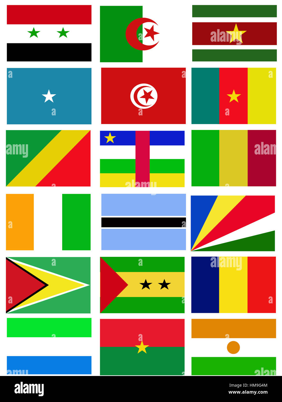 Afrika-Nation-Flagge-Sammlung-Hintergrund Stockfoto
