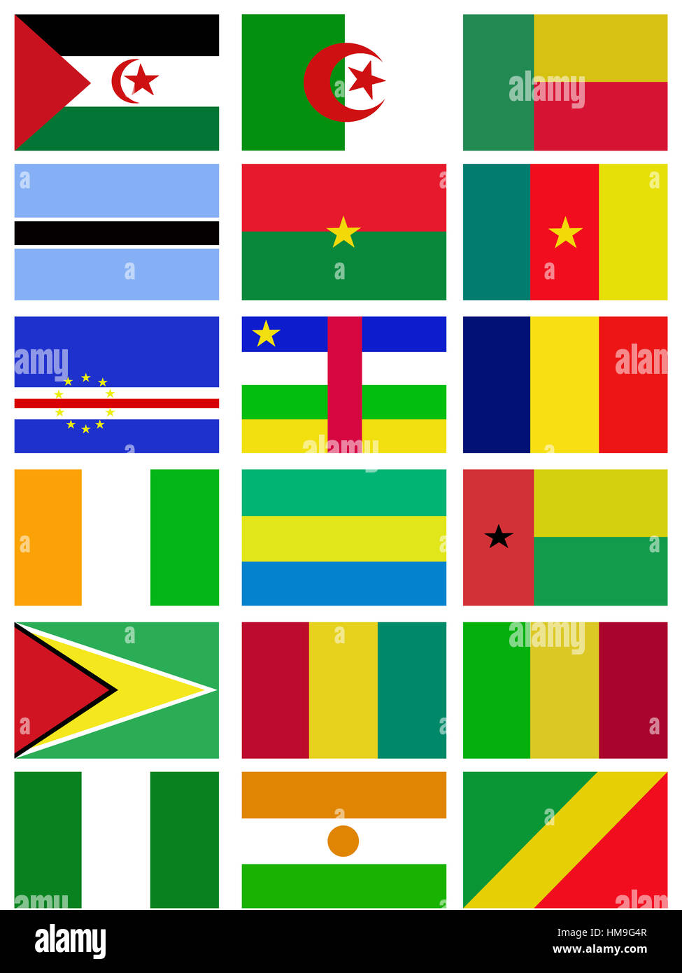 Afrika-Nation-Flagge-Sammlung-Hintergrund Stockfoto
