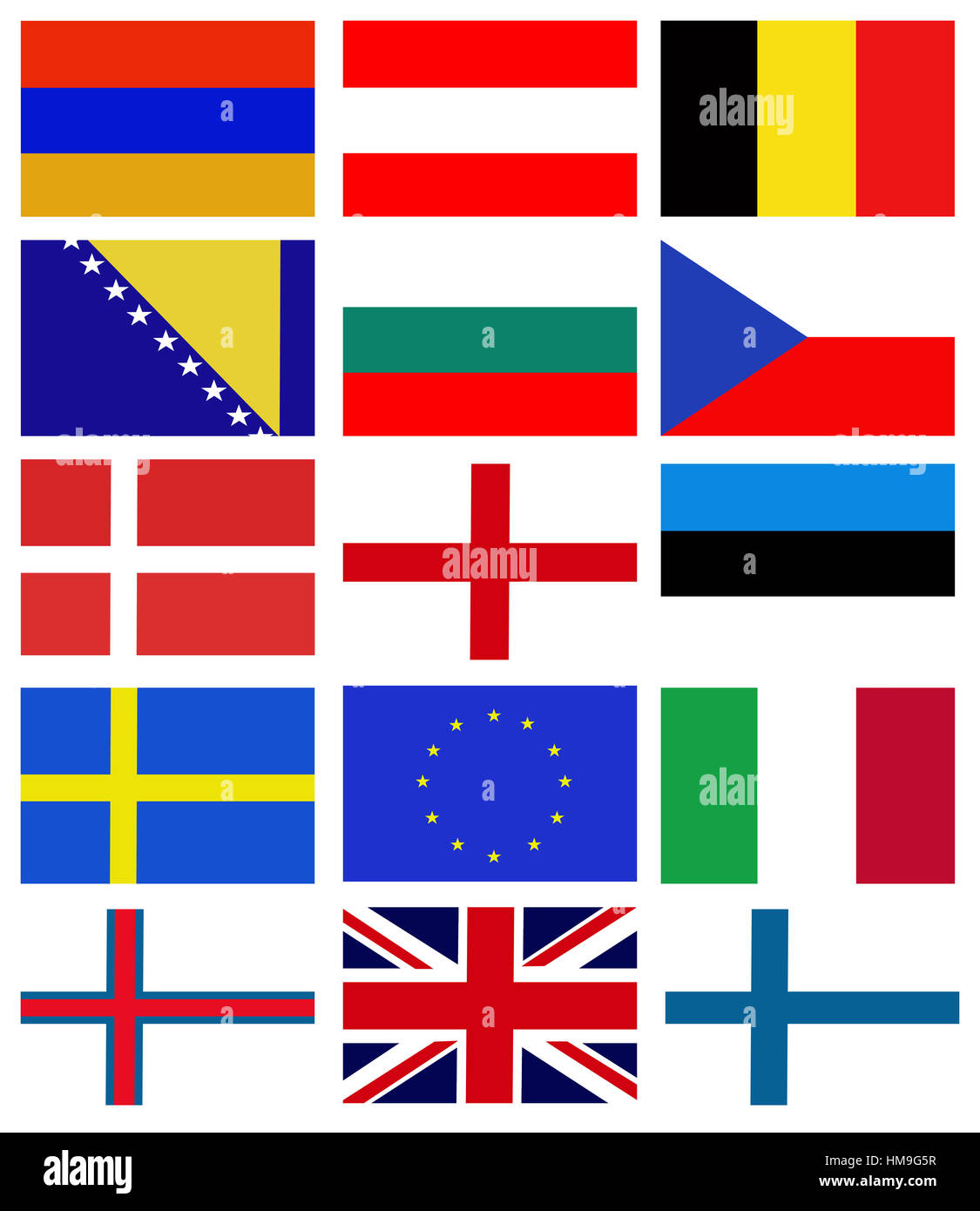 Euro Land Flagge Kollektion Hintergrund Stockfoto