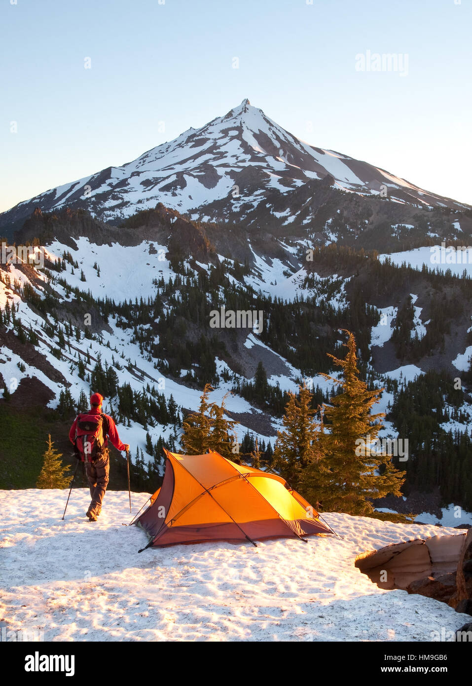 Schnee Camping in Oregon Mount Jefferson Wildnis Areab Stockfoto