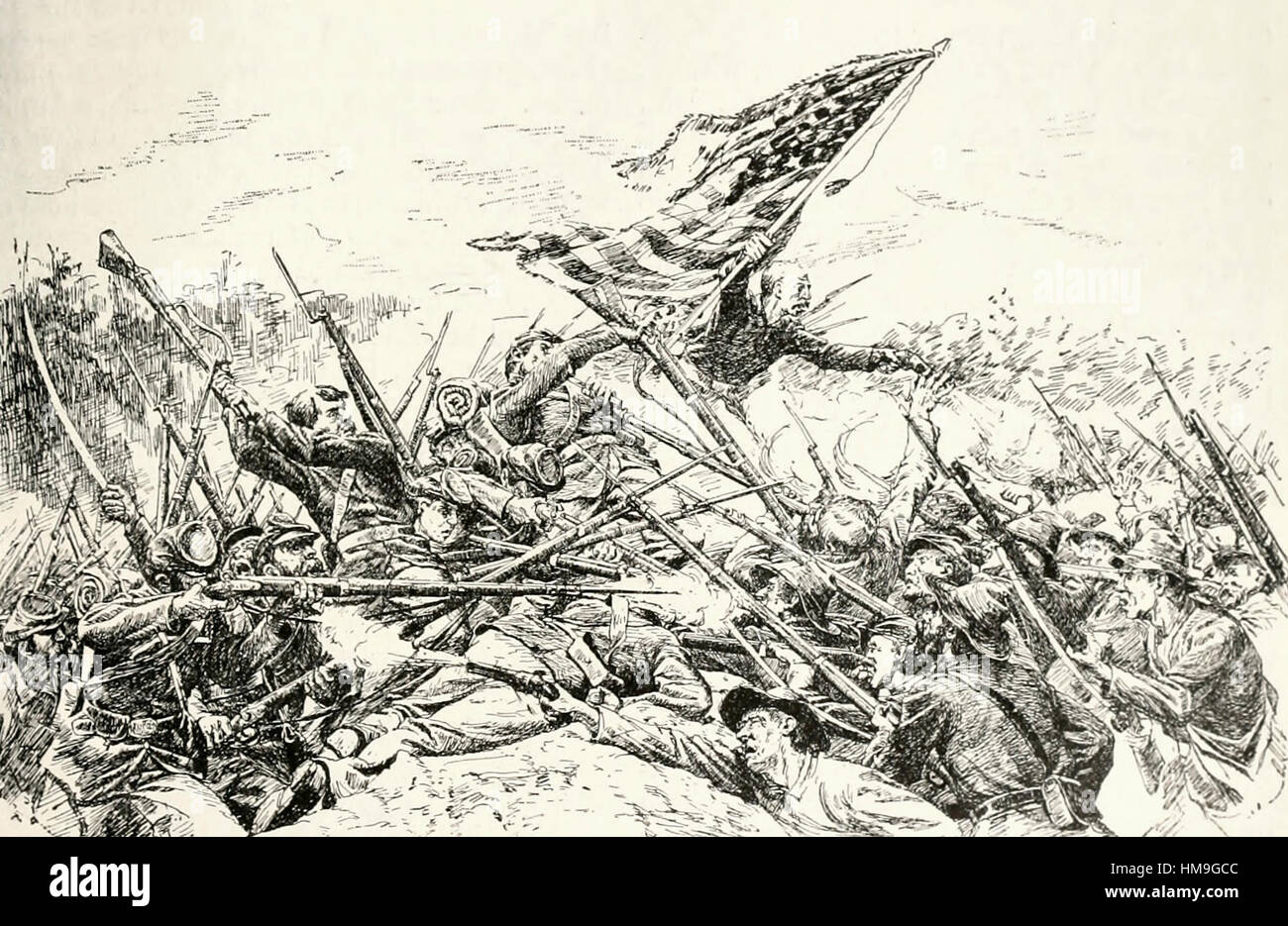 Hancocks Corps tätlichen Angriffs auf die Werke in blutigen Winkel an der Schlacht von Spotsylvania Court House während des Bürgerkriegs in USA Stockfoto