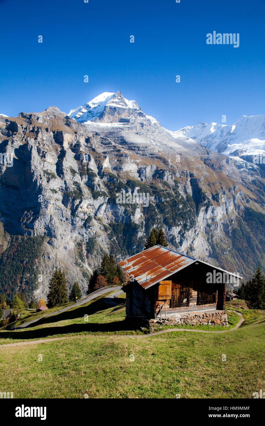 Wandern in den Schweizer Alpen Stockfoto