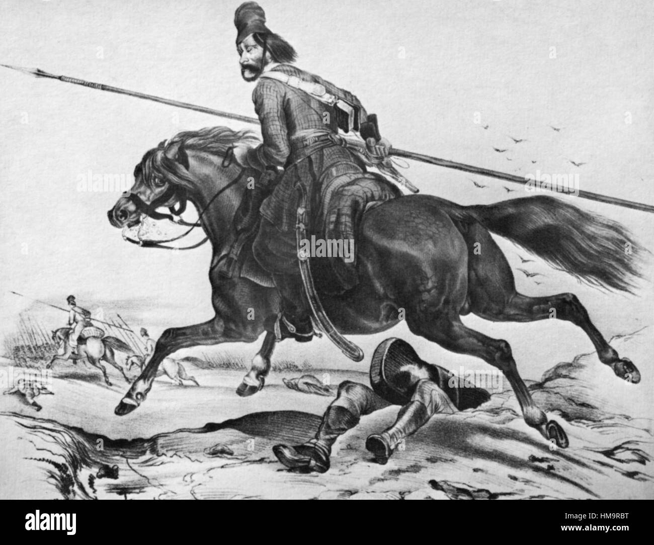KOSAKEN-Kavallerie über 1814 Stockfoto