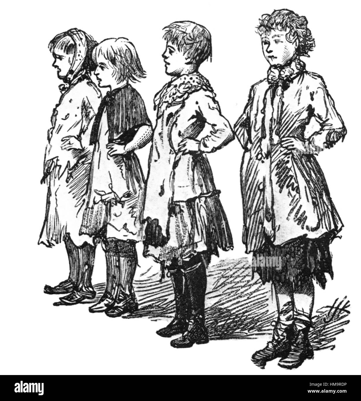 Schüler aus einer sieben Zifferblätter Board Schule in Covent Garden in London, im Jahre 1885 Stockfoto