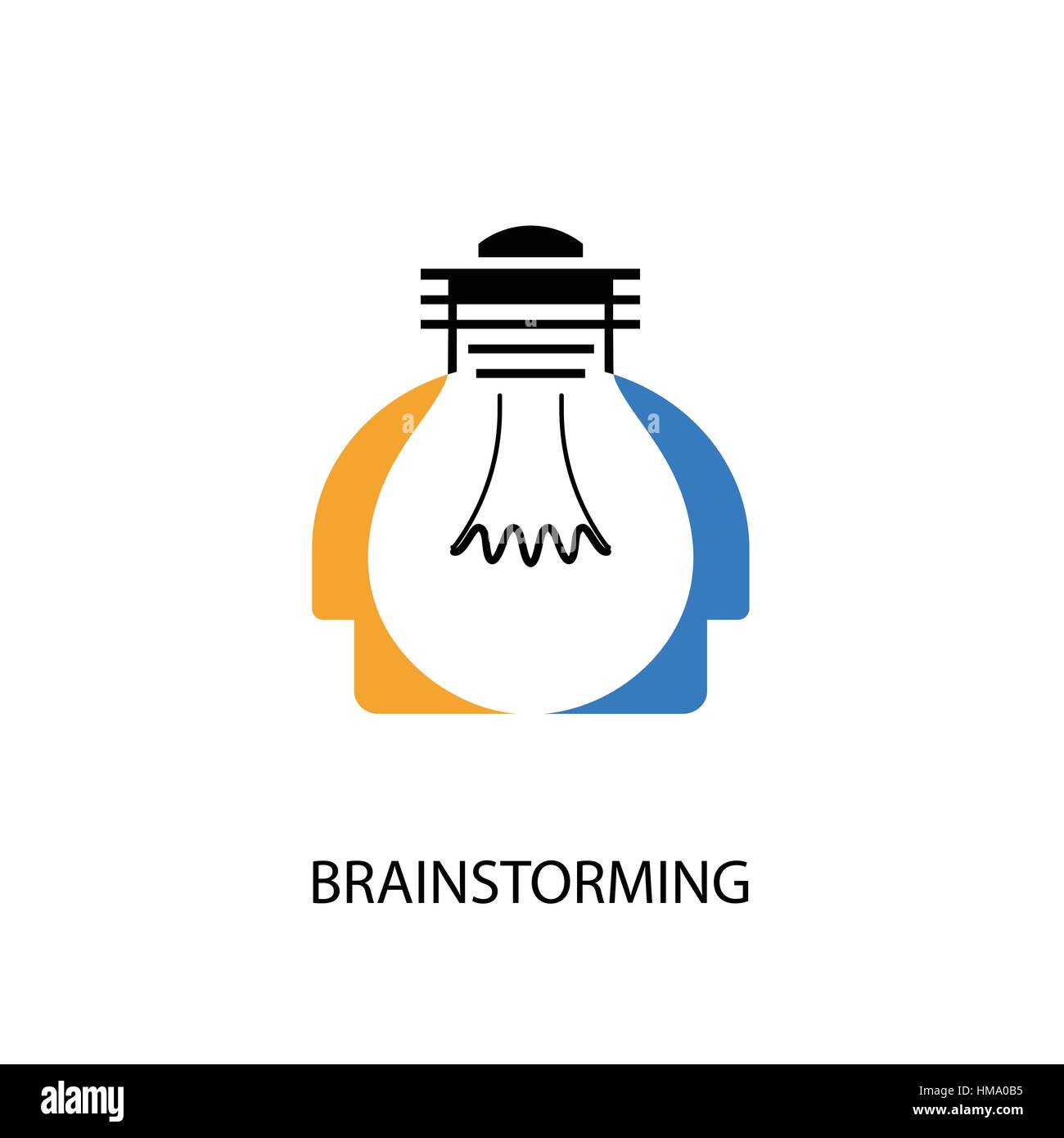 Kreative Glühbirne und Menschenköpfen Vektor-Design Banner-Vorlage. Corporate Business und Industrie kreative Logo Symbol. Brainstorming Stock Vektor