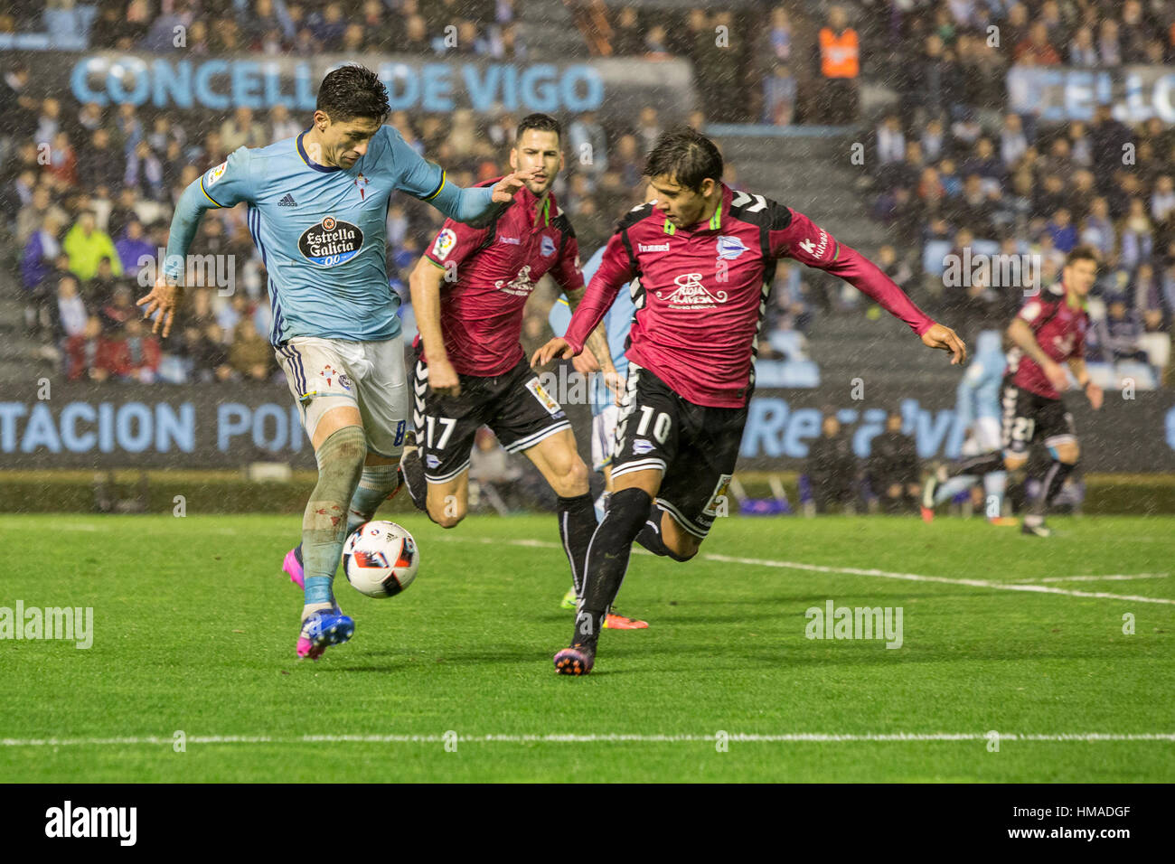 Vigo, Spanien. 2. Februar 2017. Copa Del Rey Halbfinalspiel zwischen Real Club Celta de Vigo und Deportivo Alaves in Balaidos Stadium, Vigo. Bildnachweis: Brais Seara/Alamy Live-Nachrichten Stockfoto