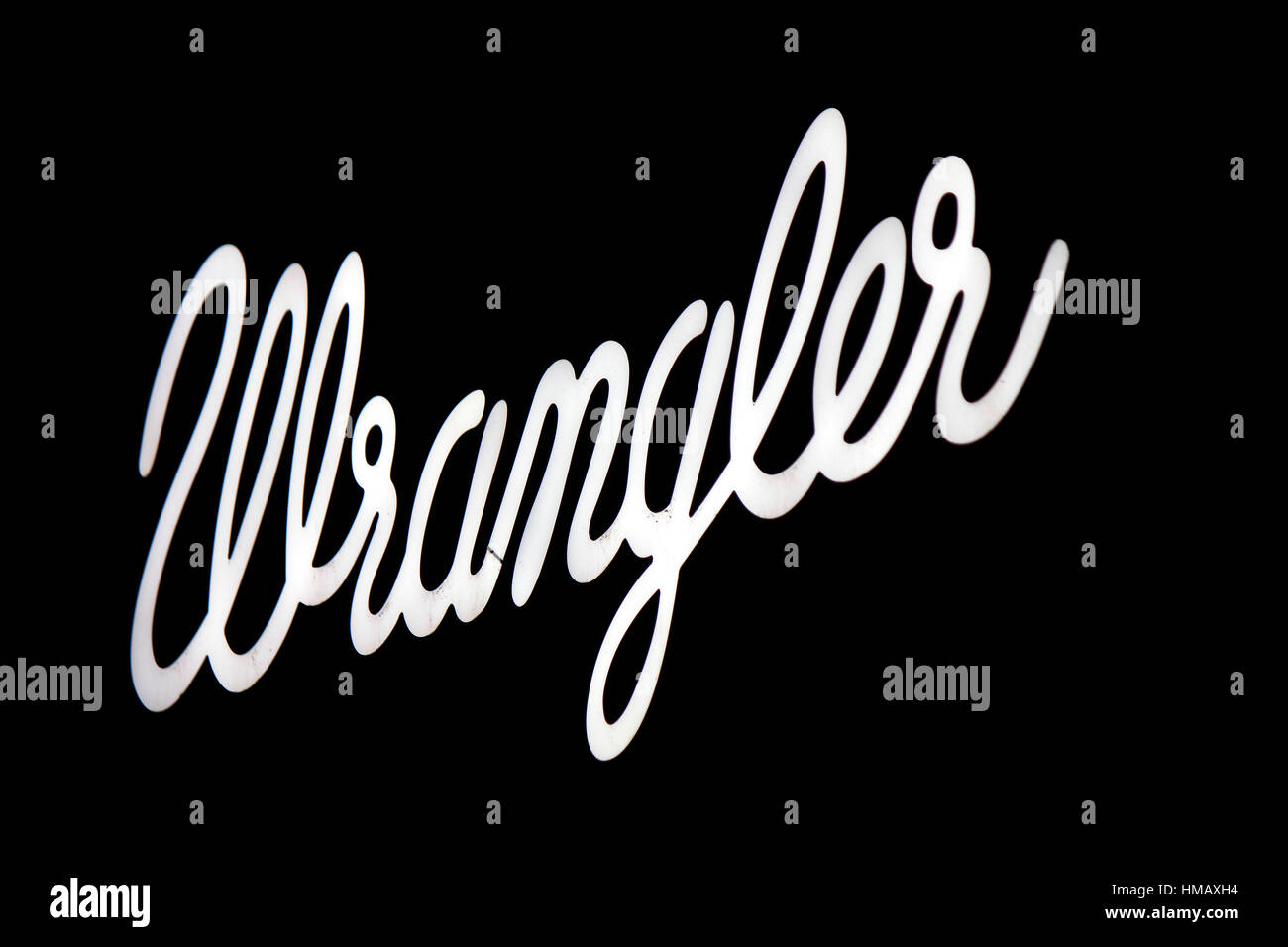 Das Logo der Marke "Wrangler", Berlin. Stockfoto