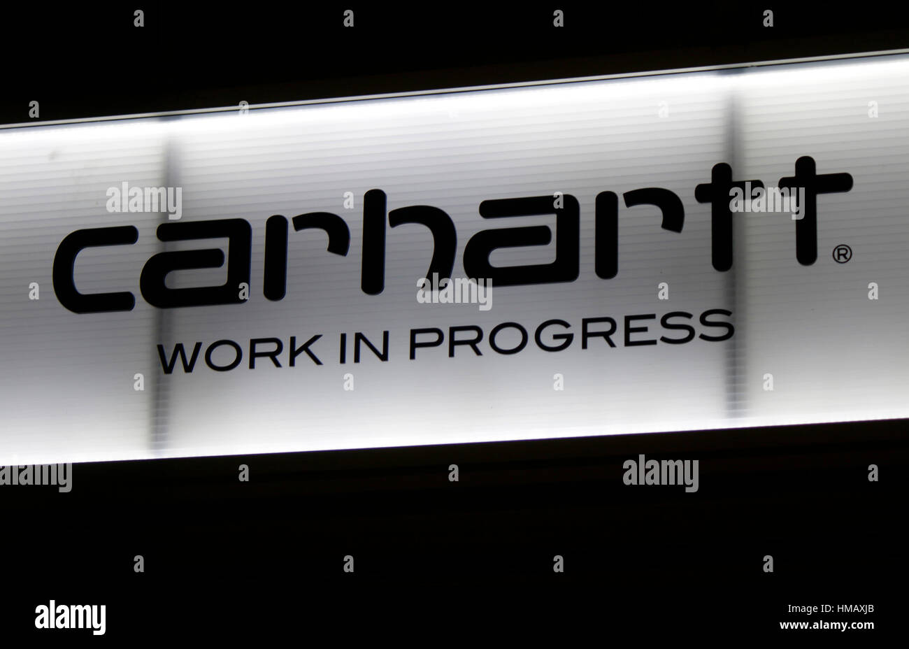 Das Logo der Marke "Carhartt", Berlin. Stockfoto