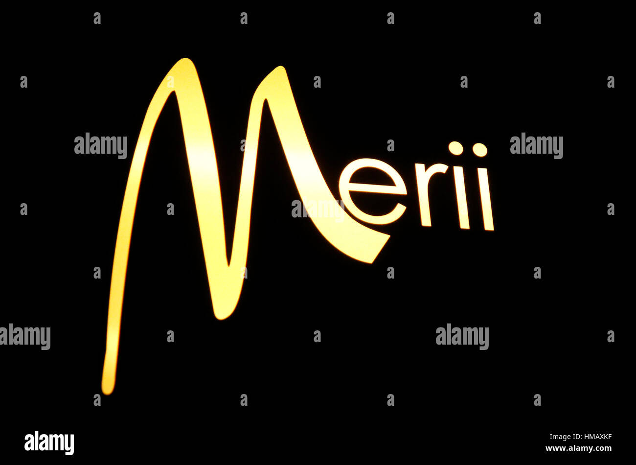 Das Logo der Marke "Merii", Berlin. Stockfoto