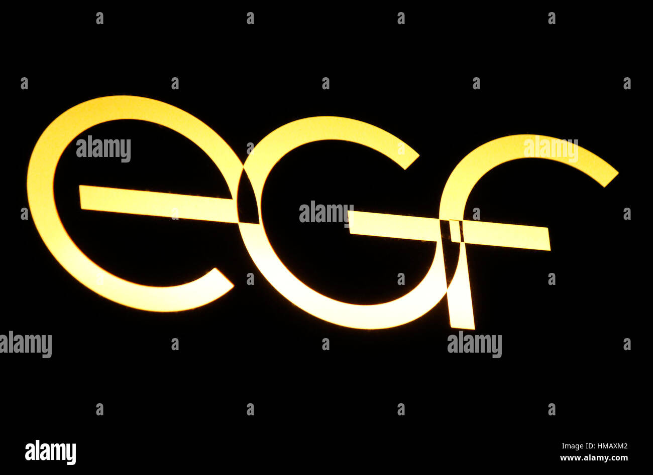 Das Logo der Marke "EGF", Berlin. Stockfoto