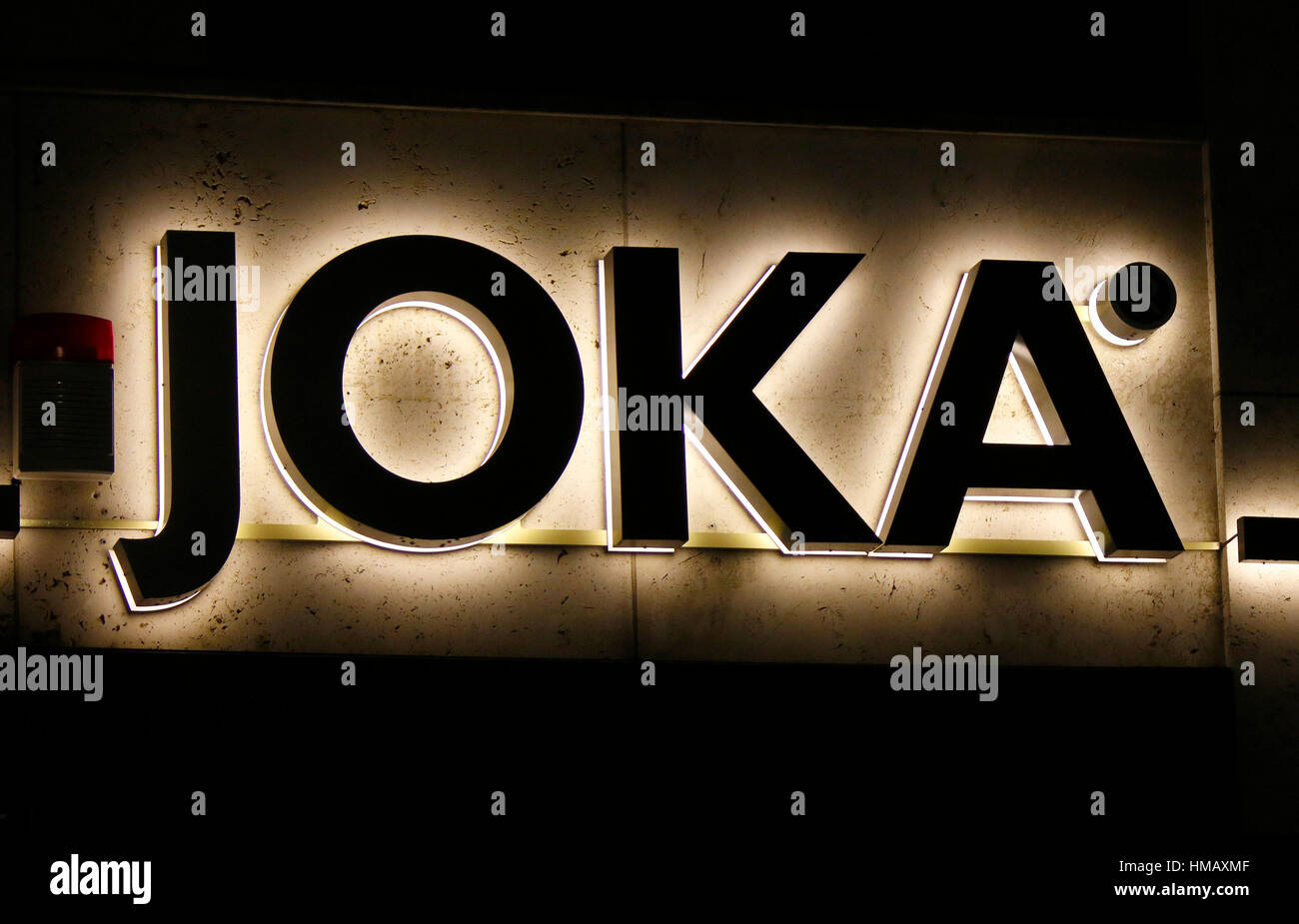 Das Logo der Marke "Joka", Berlin. Stockfoto