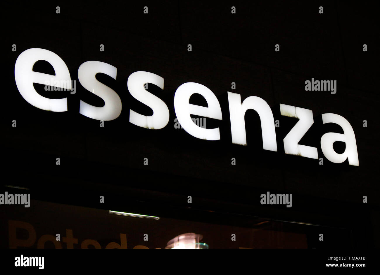 Das Logo der Marke "Essenza", Berlin. Stockfoto