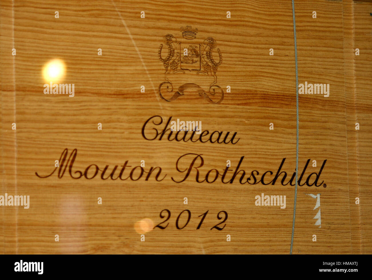 Das Logo der Marke "Chateau Mouton Rothschild", Berlin. Stockfoto