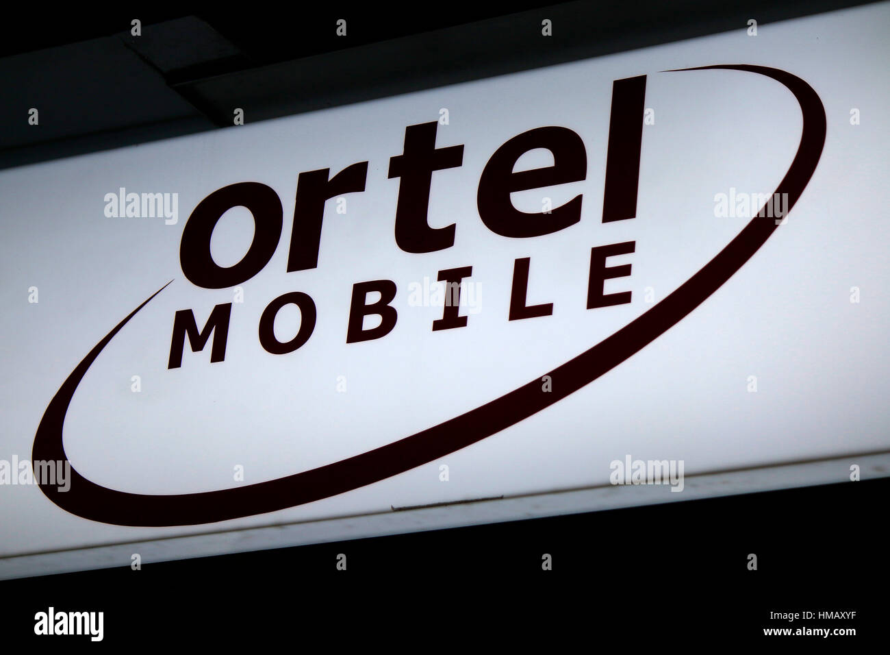 Das Logo der Marke "Ortel Mobile", Berlin. Stockfoto