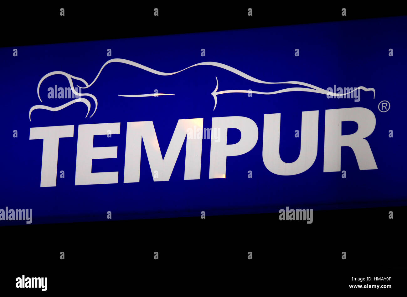 Das Logo der Marke "Tempur", Berlin. Stockfoto