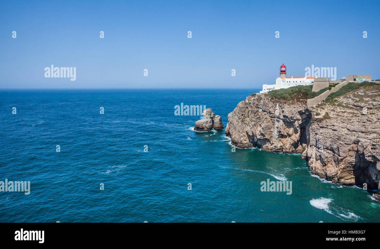 Portugal, Algarve, Leuchtturm von Kap St. Vincent (Cabo de Sao Vicente), der südwestlichste Punkt Europas Stockfoto