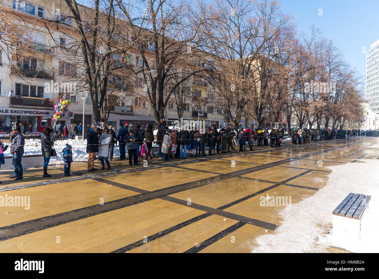 Jährliches internationales Festival der Maskerade-Kostüme "Surva" in Pernik, Bulgarien Stockfoto