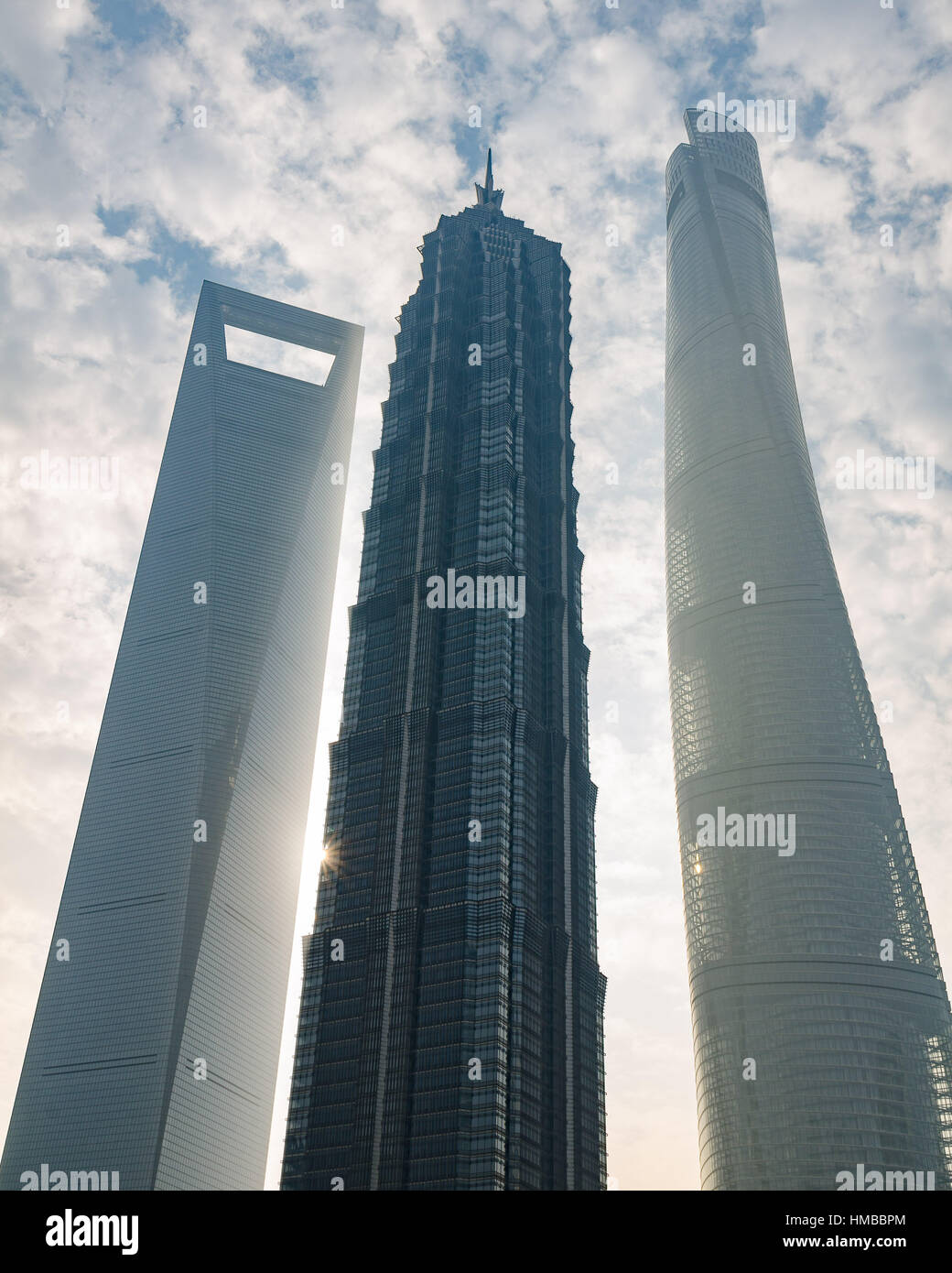 Höchste Gebäude Shanghais - Bankenviertel Skyline Stadtbild Stockfoto