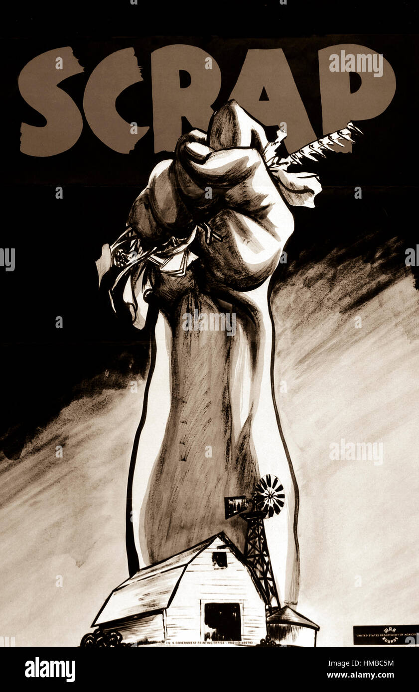 SCHROTT. 1942. Farbe Poster von Roy Schatt. (Amt der Regierungsberichte) Genaues Datum erschossen unbekannte NARA Datei #: 044-PA-1688 Krieg & Konflikt #: 787 Stockfoto