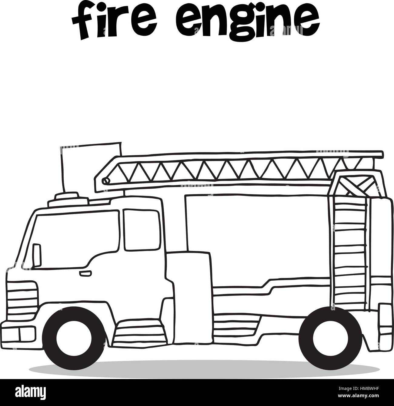 Hand zu zeichnen, der Feuerwehrauto Stock-Vektorgrafik - Alamy