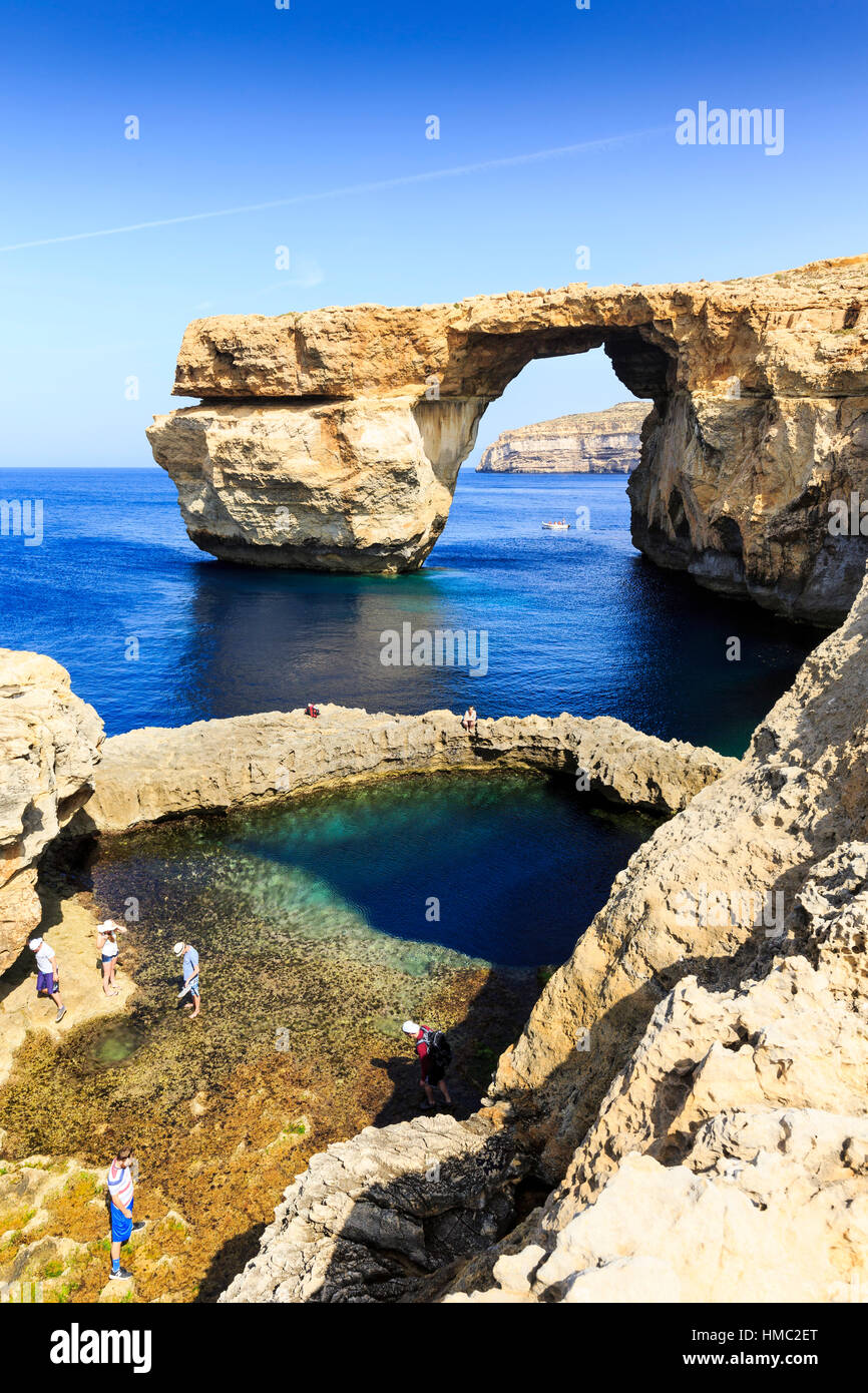 Das blue Hole und azurblaue Fenster, Gozo, malta Stockfoto