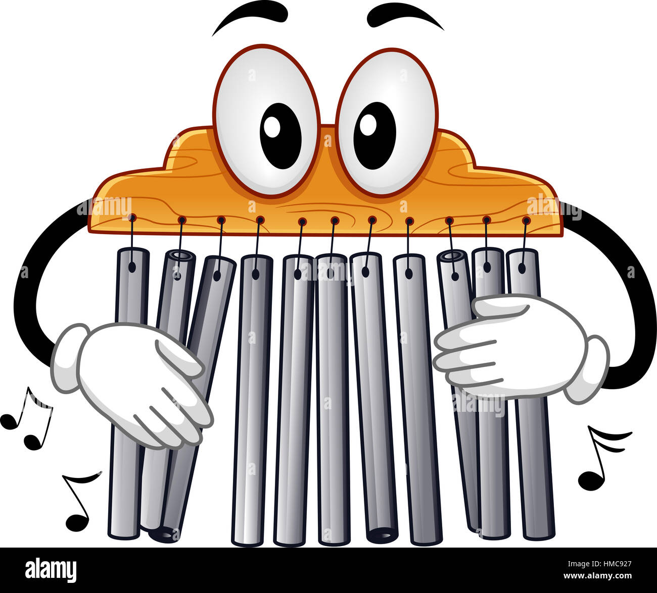 Musikalische Instrument-Maskottchen-Illustration eine Mark Baum mit seiner Bar Glockenspiel spielen Stockfoto