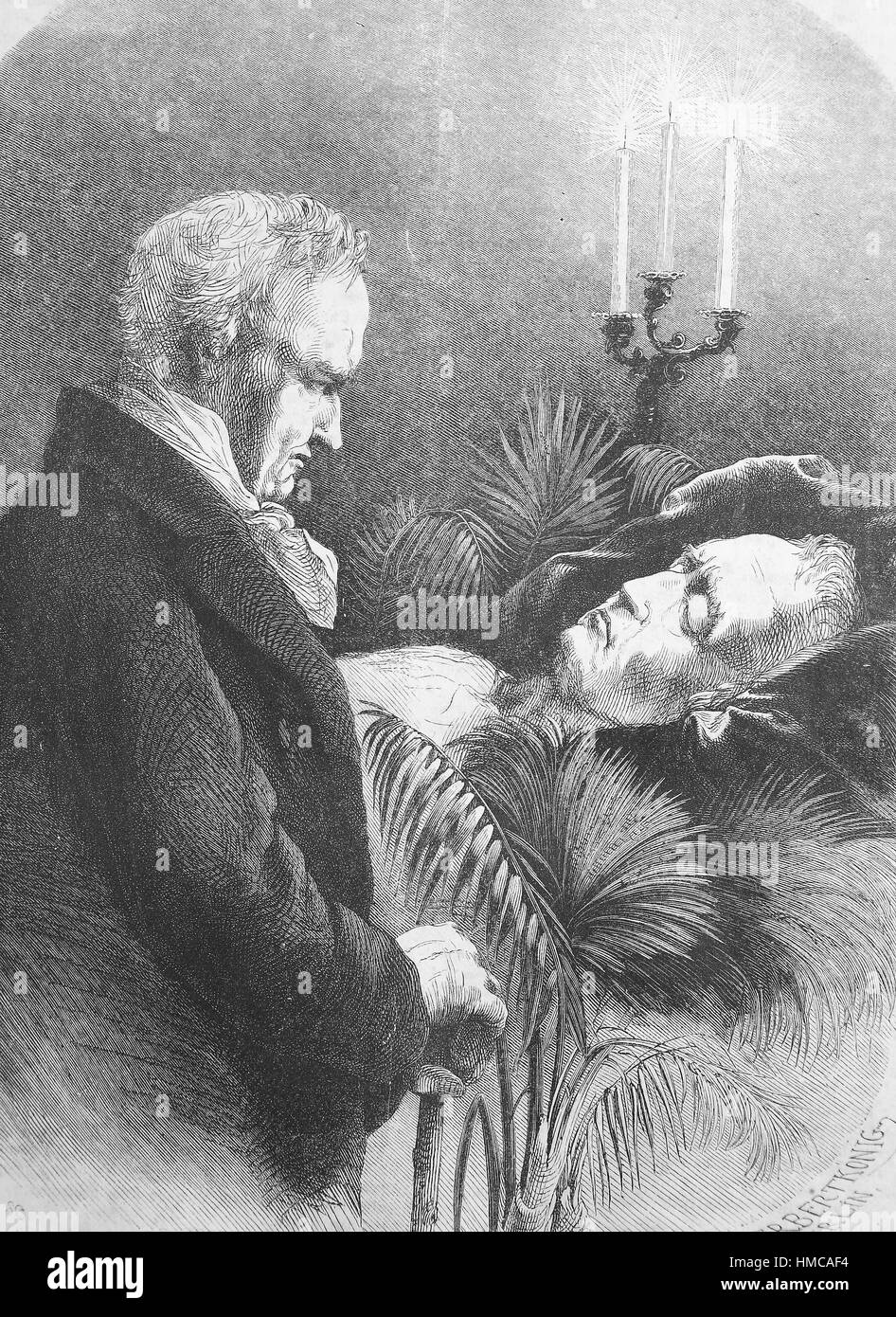 Friedrich Wilhelm Heinrich Alexander von Humboldt, sein letzter Besuch bei seinem Freund Rauch, Fotos oder Illustrationen, veröffentlicht 1892, digital verbessert Stockfoto