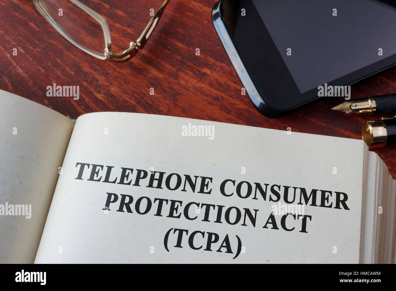 Buchen Sie mit Kapitel The Telefon Consumer Protection Act von 1991 (TCPA). Stockfoto