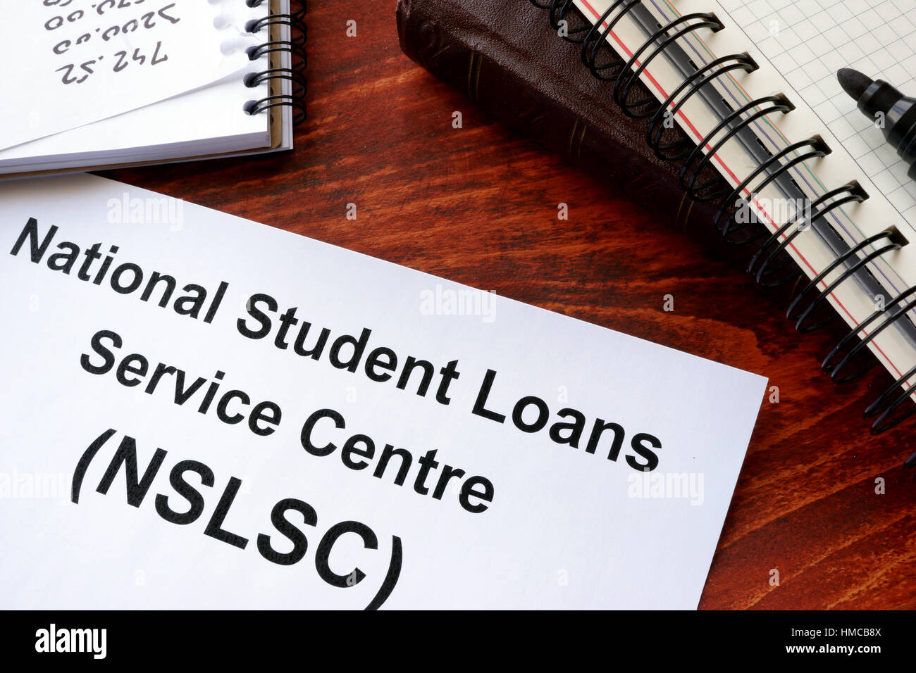 Papier mit Titel National Student Loans Service Centre (NSLSC) Stockfoto