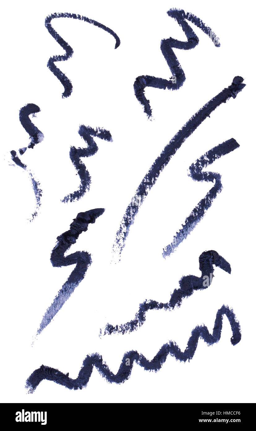 Ein Ausschnitt der Schönheit Bild Proben von dunkelblau machen Bleistift oder Eye liner Stockfoto