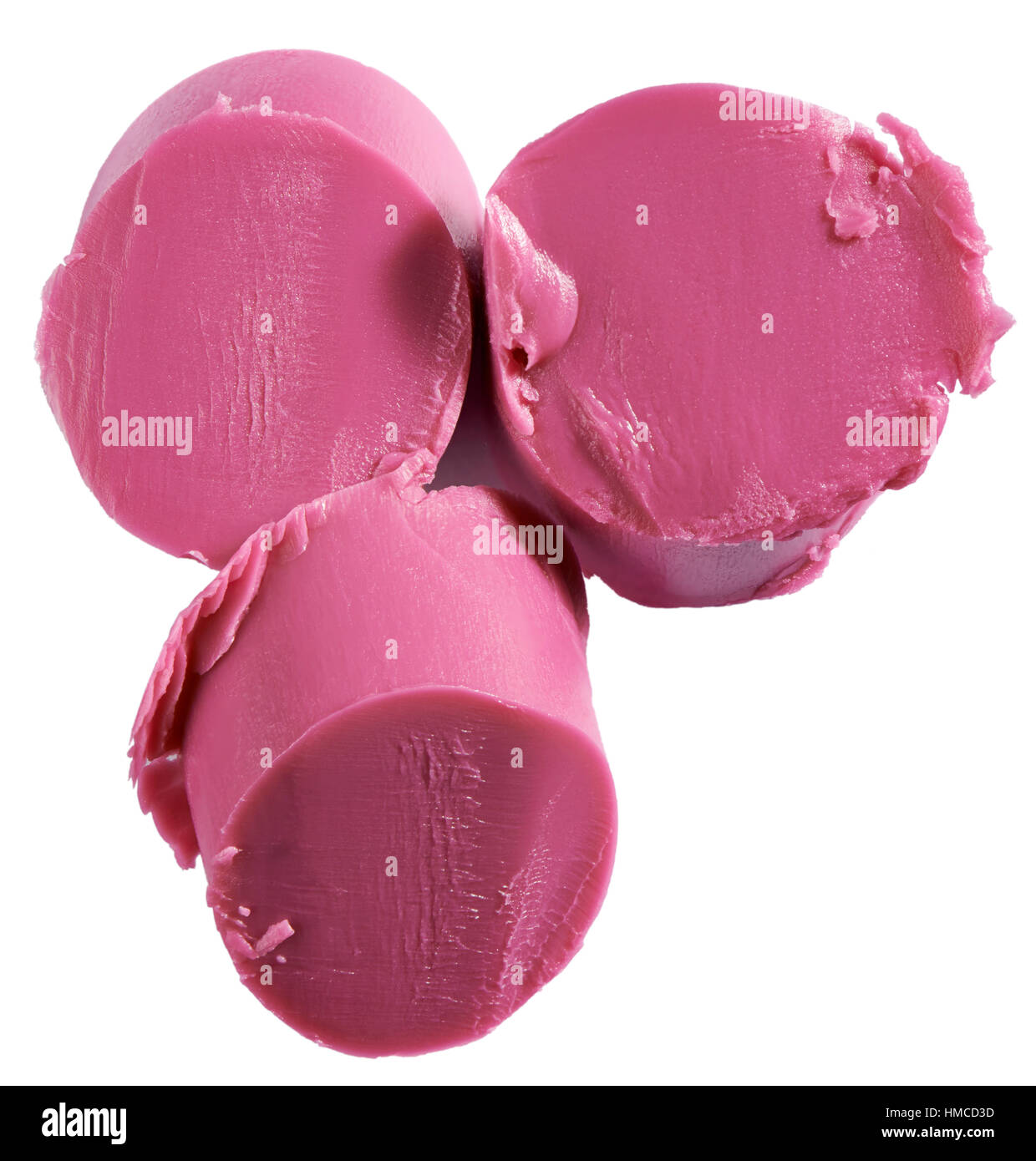 Ein Schnitt Schönheit Bild einer Stichprobe von gehackten rosa Lippenstift Stockfoto