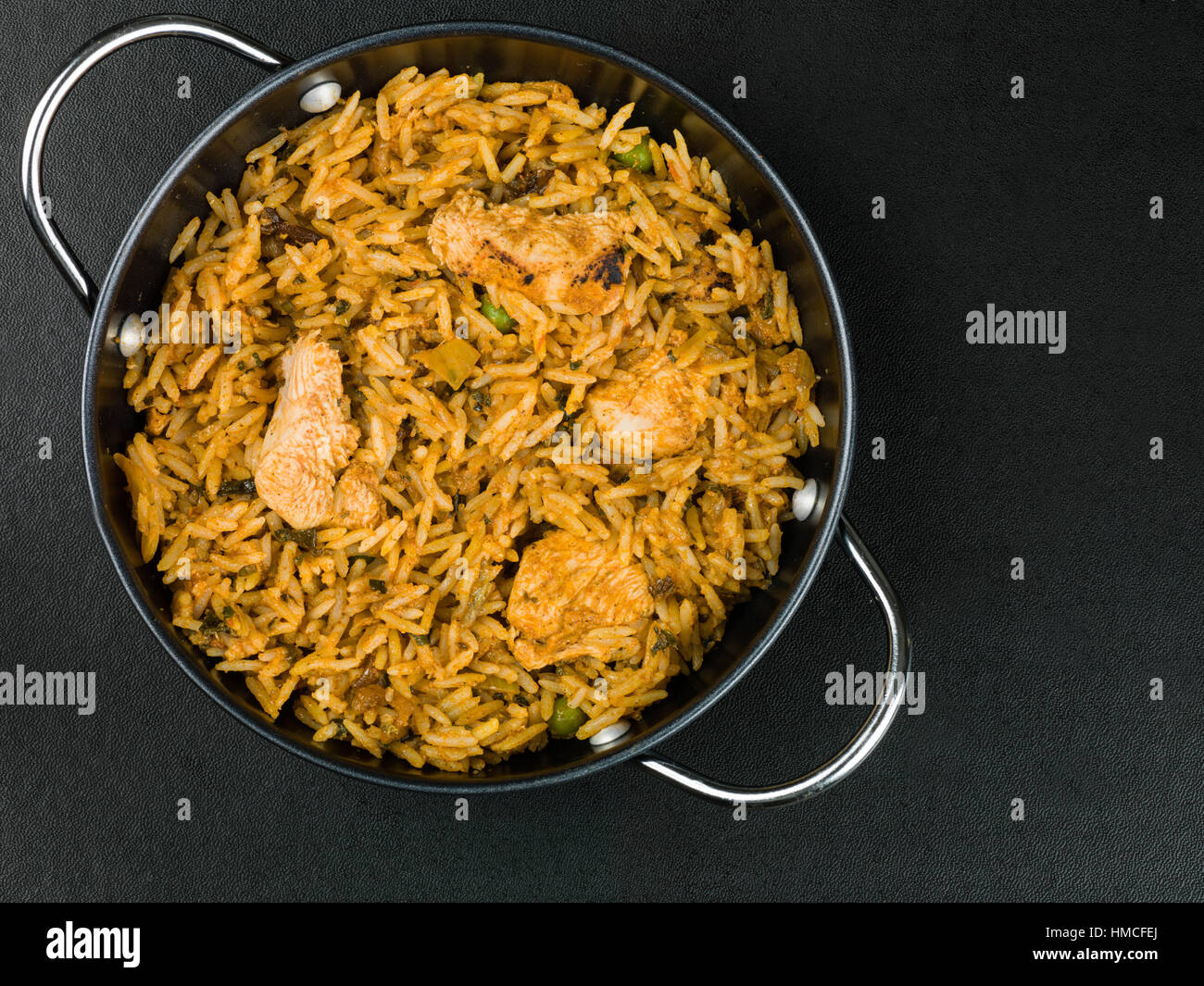 Indian Style Chicken Tikka Biryani Curry Essen Stockfoto