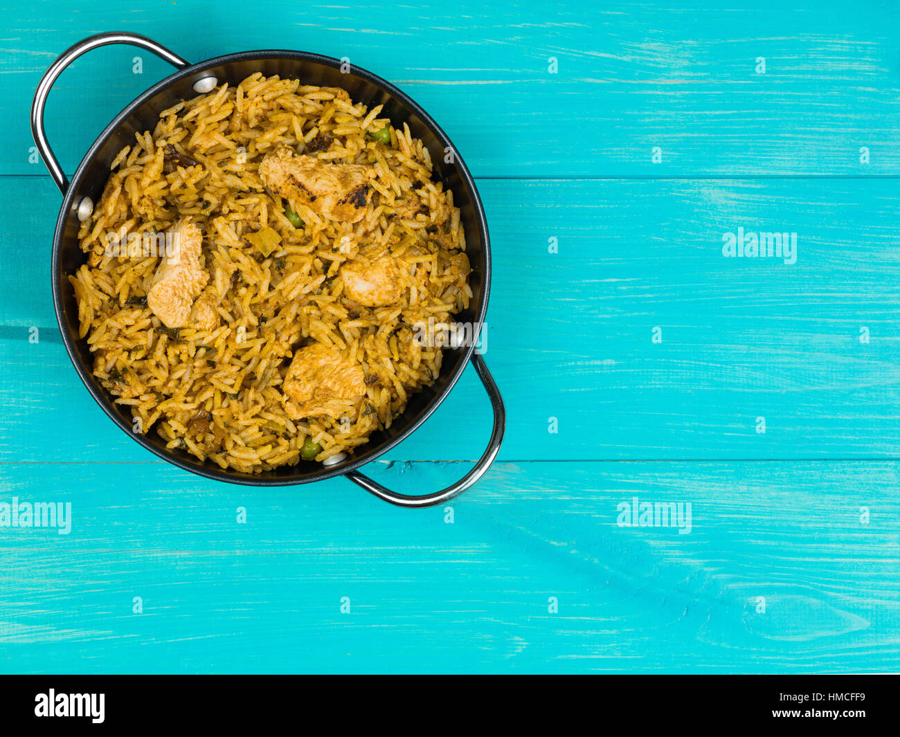 Indian Style Chicken Tikka Biryani Curry Essen Stockfoto