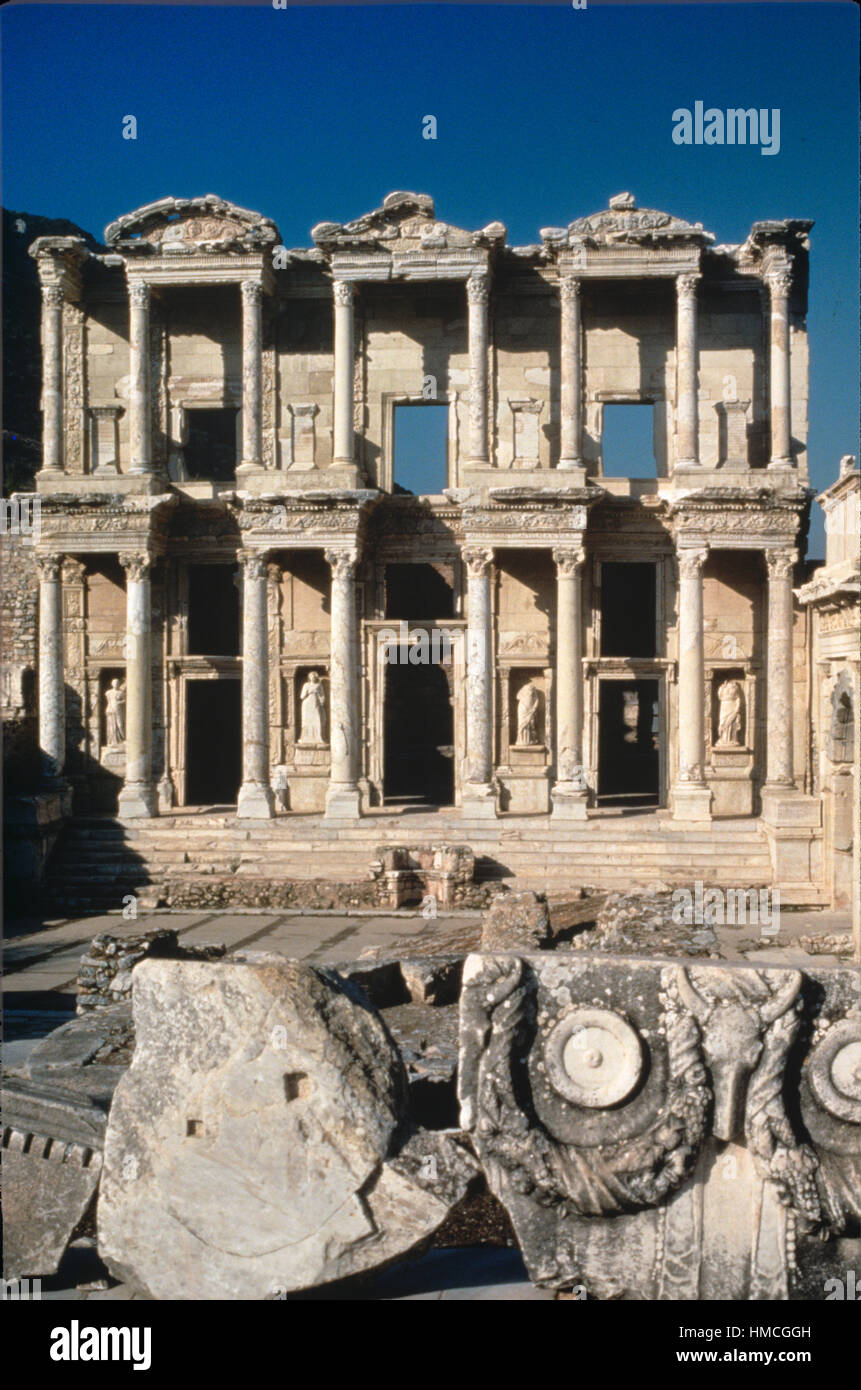Celsus Bibliothek (110-135 AD) Ephesus, in der antiken griechischen Stadt, Selçuk, Türkei Stockfoto