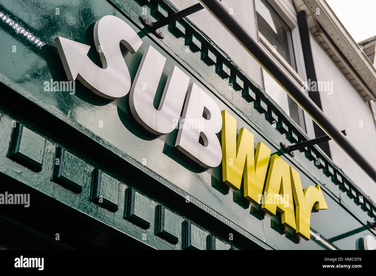 Subway Restaurant Zeichen. Stockfoto