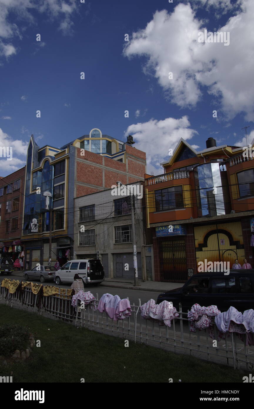 Chalet in El Alto, Bolivien, auch Cholets genannt Stockfoto