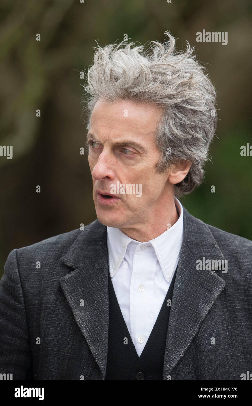 während der Dreharbeiten für Doctor Who in South Wales, Cardiff, UK gesichtet. Stockfoto