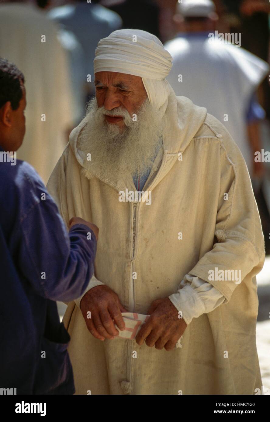Ein Greis, typische Kleidung, M'zab Tal, Ghardaia, Algerien. Stockfoto