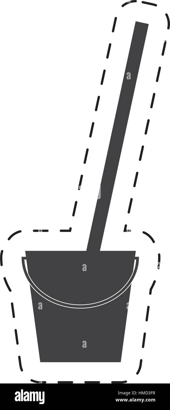 Eimer mop Reinigung schneiden Linie Vektor Illustration Eps 10 Stock Vektor