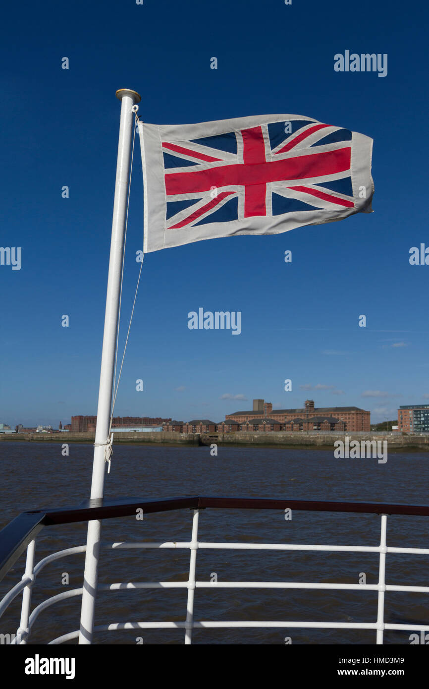 Britischen Fähnchen im Wind Stockfoto