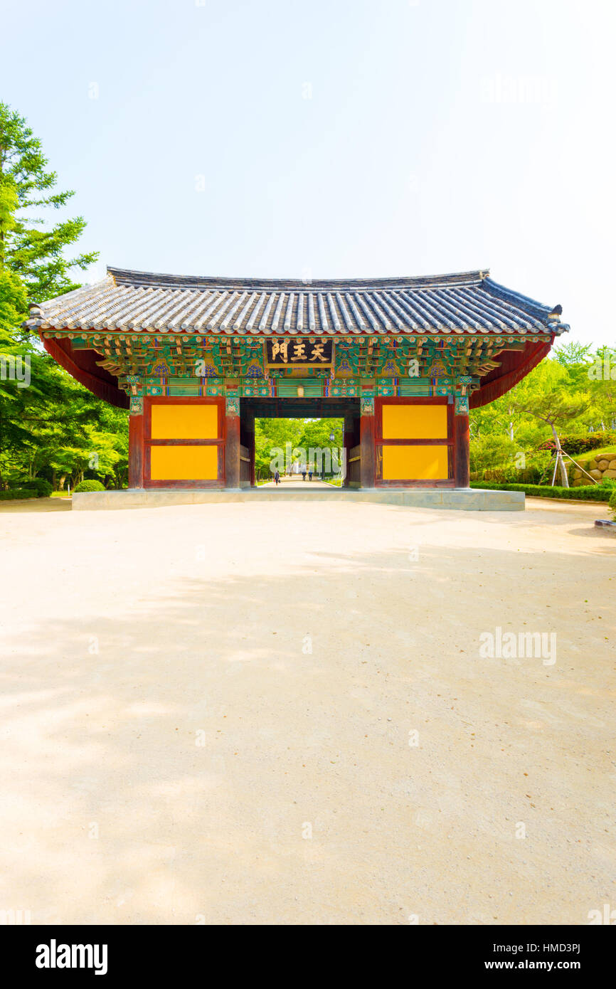 Cheonwangmun Gate Eingang Bulguksa Tempel in historischen alten Silla-Dynastie Hauptstadt Gyeongju, Südkorea Stockfoto