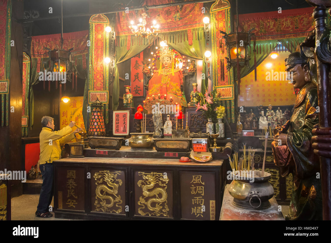 Altar in Tin Hau Tempel in Hong Kong Stockfoto