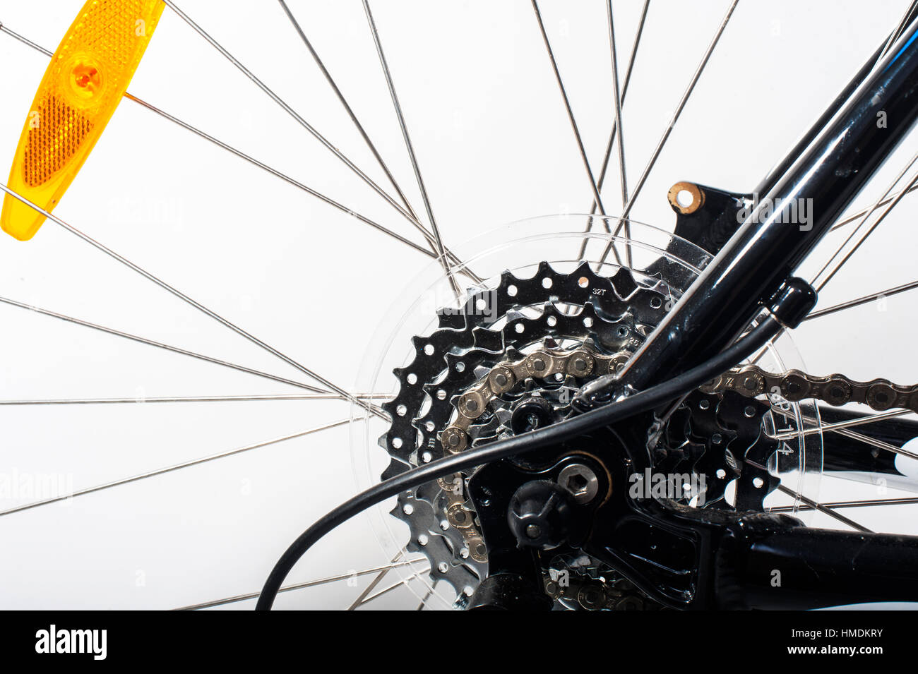 Close-up auf einem Fahrrad Hinterrad Stockfoto