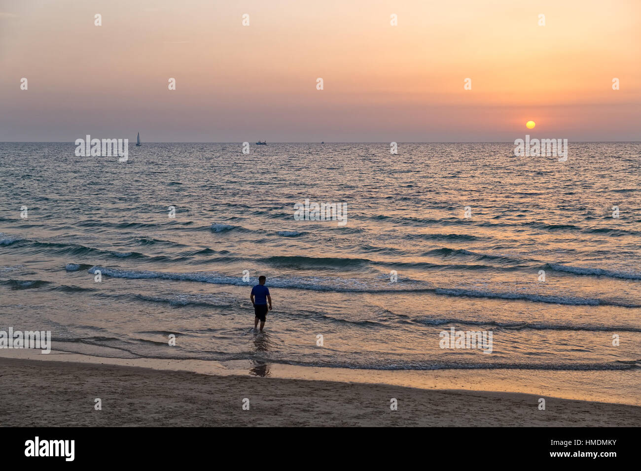 Tel Aviv Strand Sonnenuntergang Stockfoto