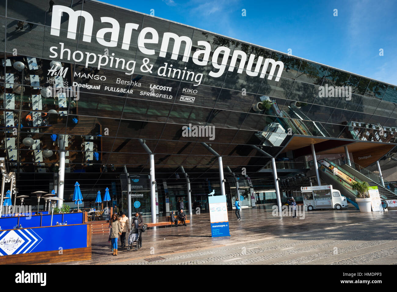 Mare Magnum, Einkaufszentrum und Entertainment-Center, Port Vell, Barcelona, Spanien. Stockfoto