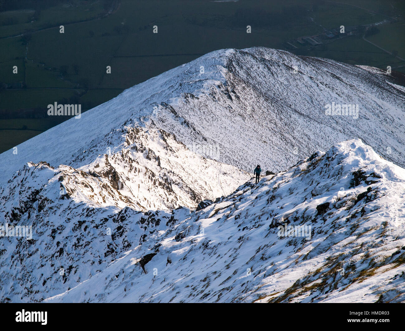 Hallen fiel auf Blencathra, Lake District National Park Ridge. Kriechen, Winter Stockfoto