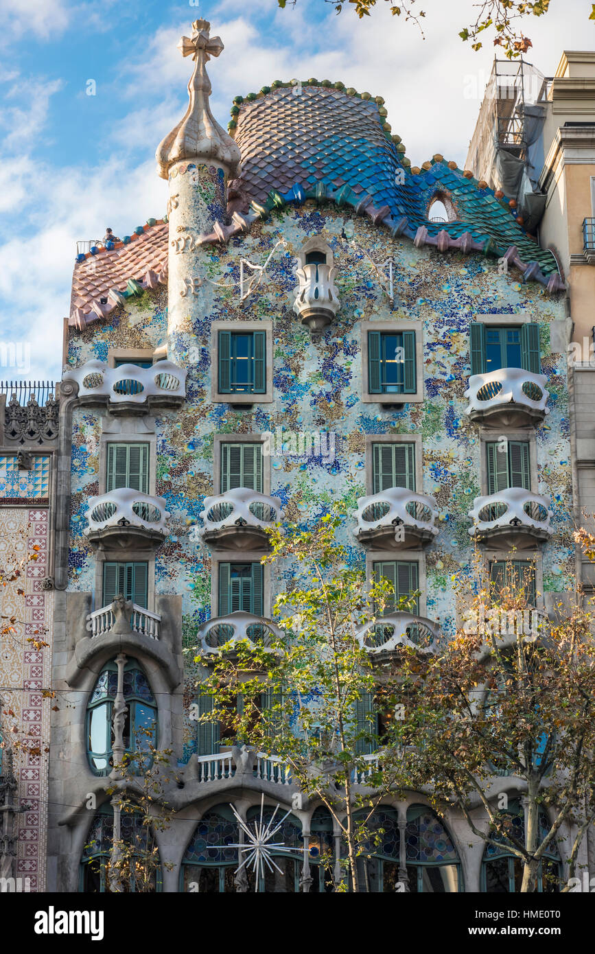 Außenansicht des Casa Batllo, Barcelona, Katalonien, Spanien Stockfoto